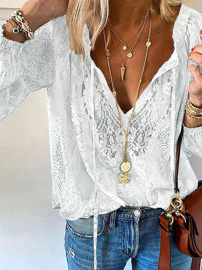 Frauke - Einzigartige Bluse Mit Spitzen Details