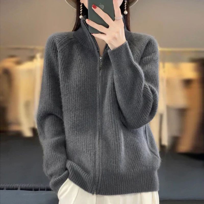 Elegante Strickjacke mit Reißverschluss für Damen - Margot