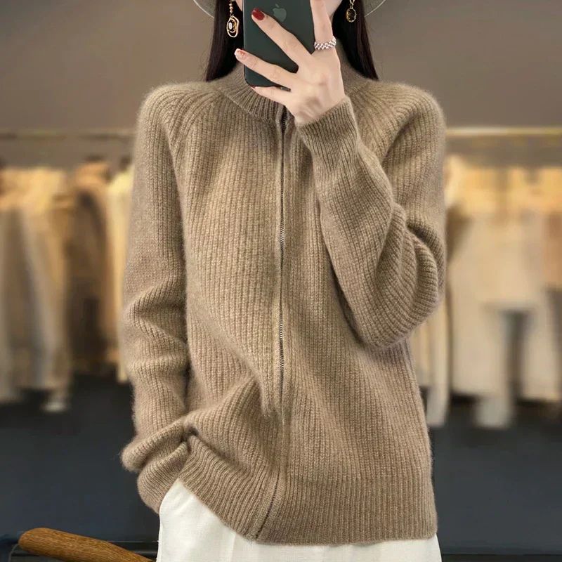 Elegante Strickjacke mit Reißverschluss für Damen - Margot