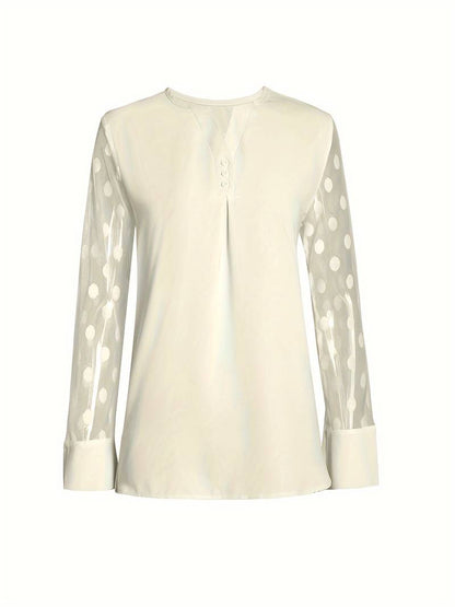 Giselle – Elegantes Langarm-Top Mit Gekerbtem Ausschnitt